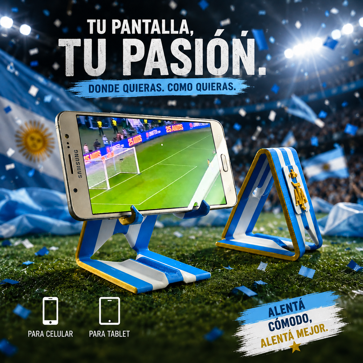Soporte mundialista para celular y tablet