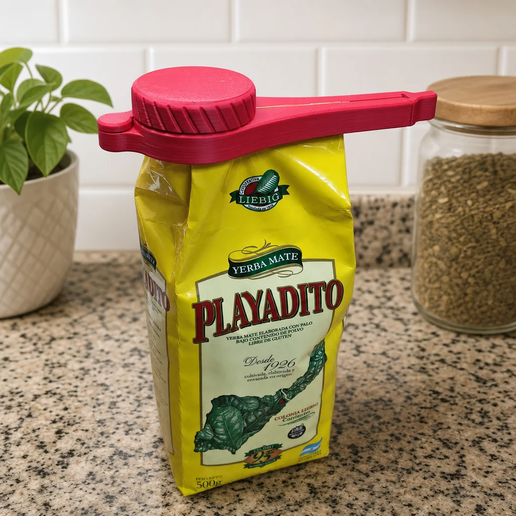 Cierra paquete con tapa rosca y pico vertedor